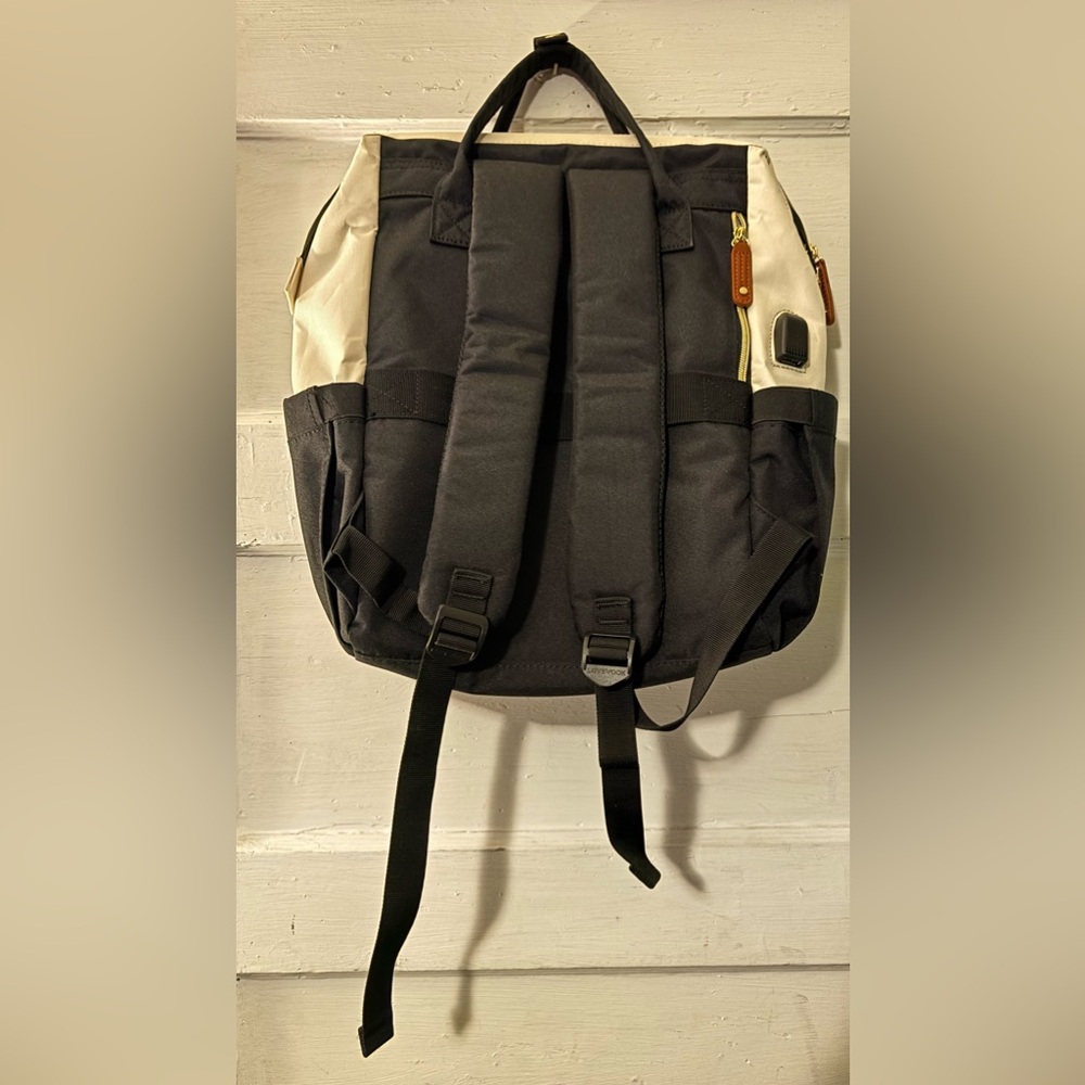 Black/Brown/White Laptop Backpack Euc - image 2